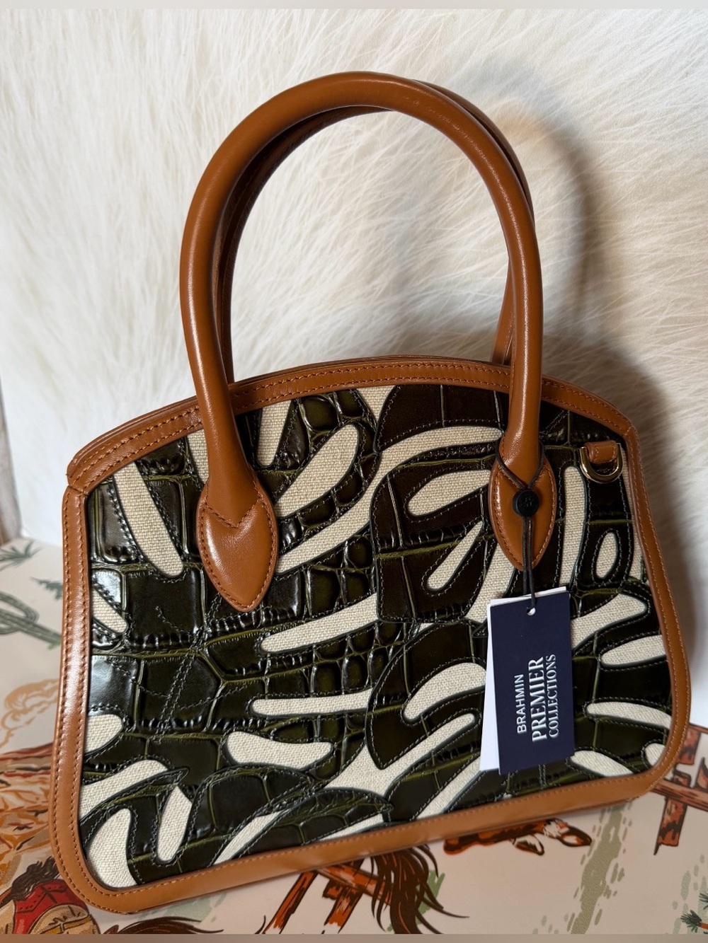 FIRM Brahmin Rosetta Cacti Green Abrigado Leather NWT $445 - Picture 7 of 16